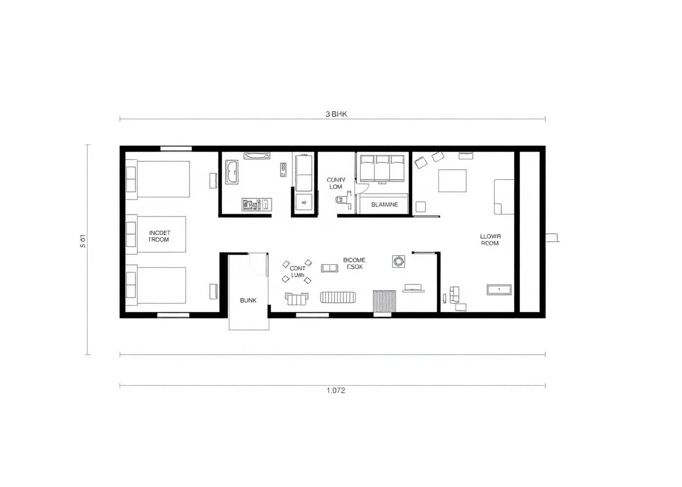 3 BHK floor plan